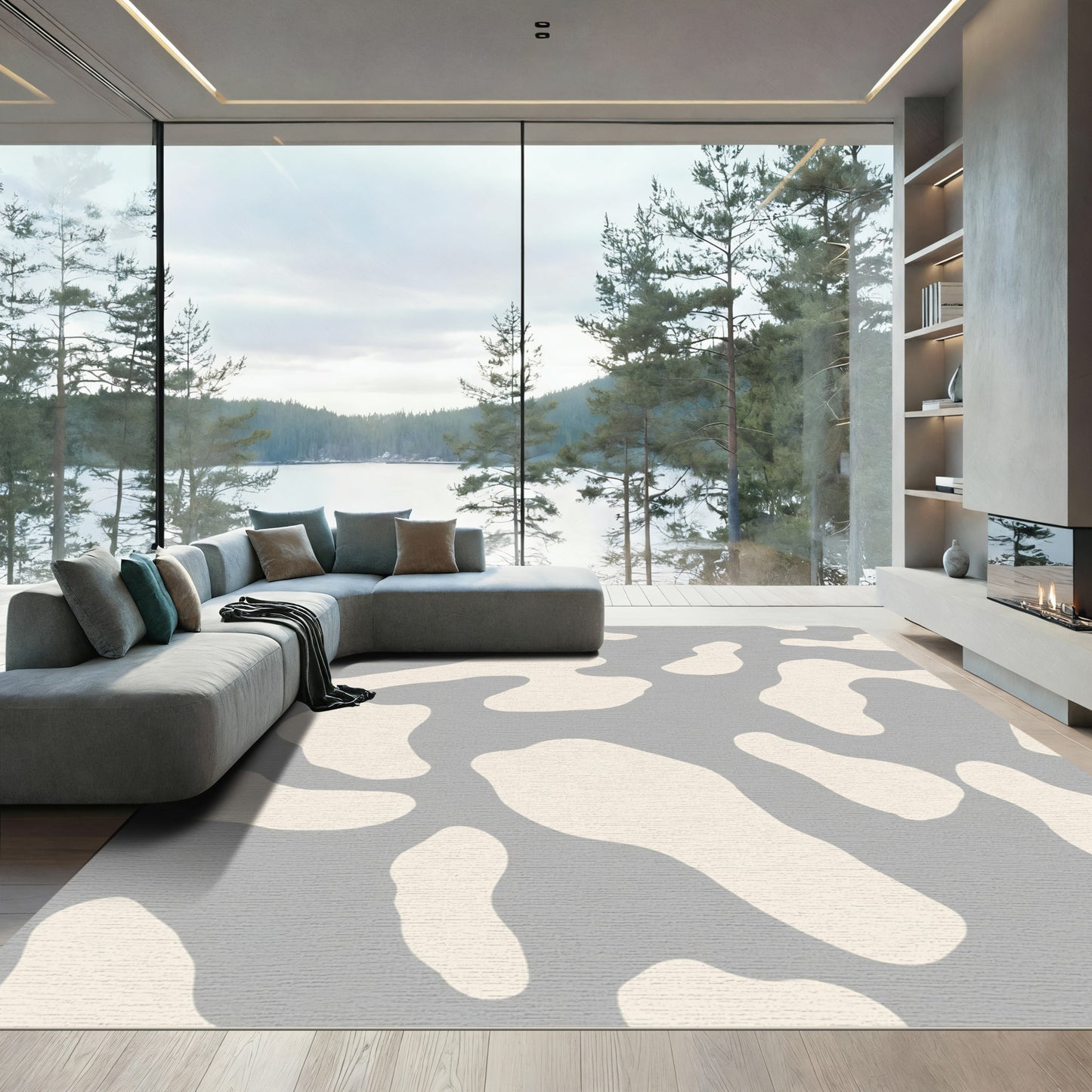 Neutral Cream Camo Shapes Rug