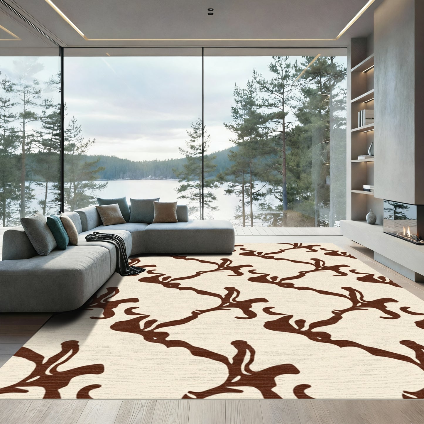 Brown Organic Vine Background Rug