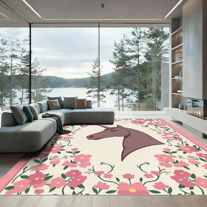 Enchanting Unicorn Floral Garden Rug