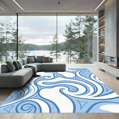 Aqua Swirl Fluid Abstract Rug