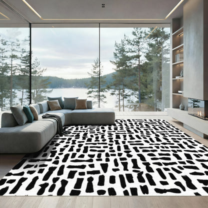 Black Brush Stroke Collage Rug