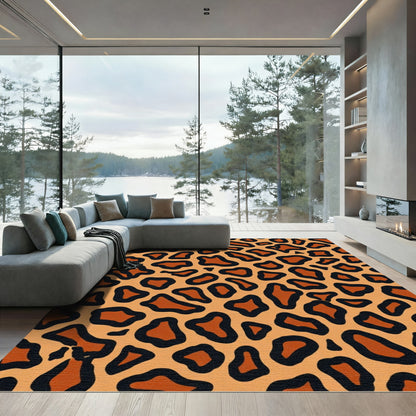 Bold Orange Black Animal Spots Rug