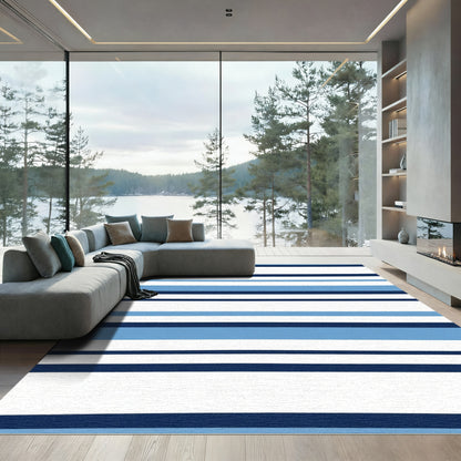 Classic Blue White Stripe Rug