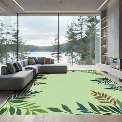Earthy Tone Botanical Border Rug