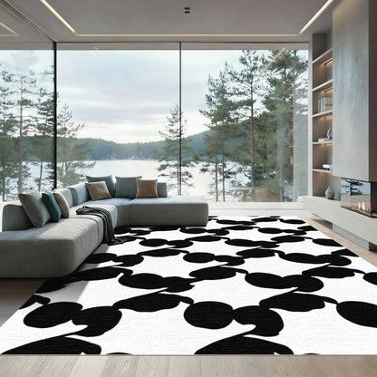 Black White Organic Chain Rug