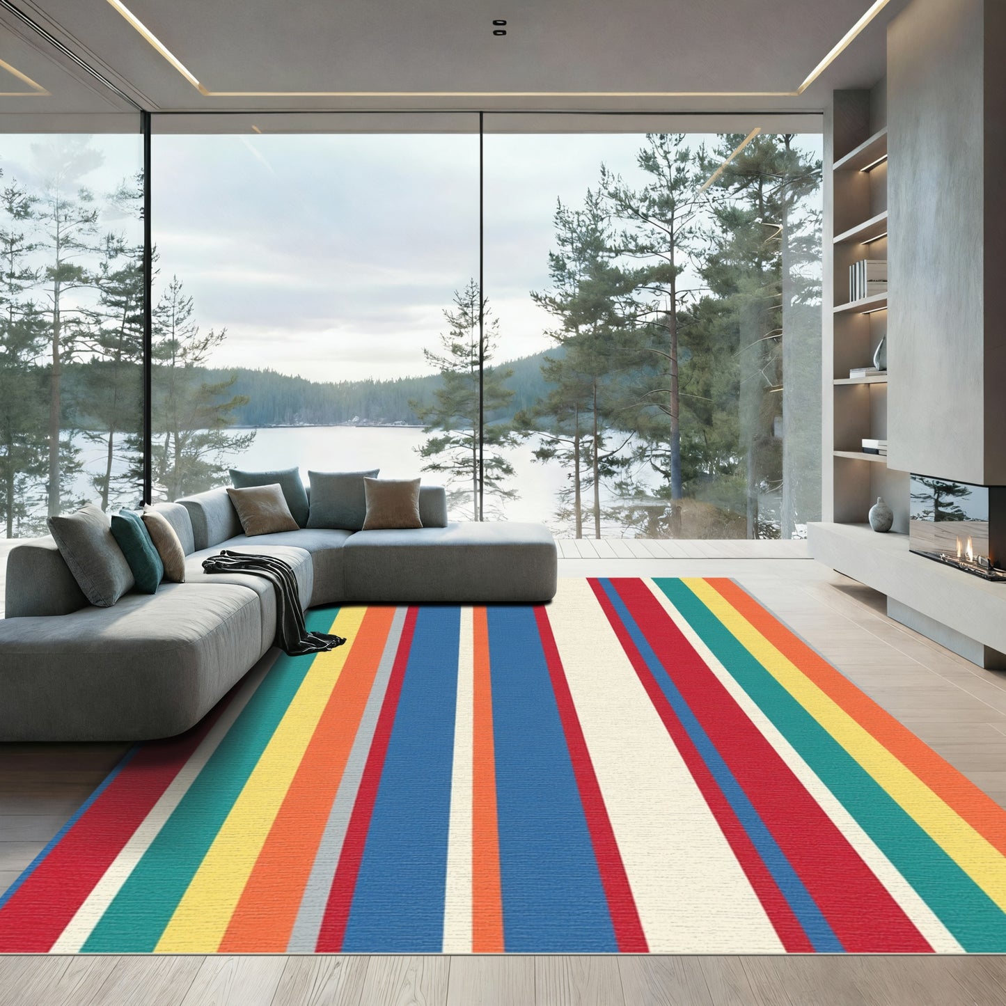 Multi Color Vertical Stripe Rug