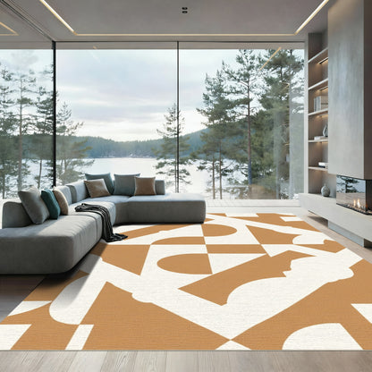 Terracotta Geometric Abstract Solids Rug