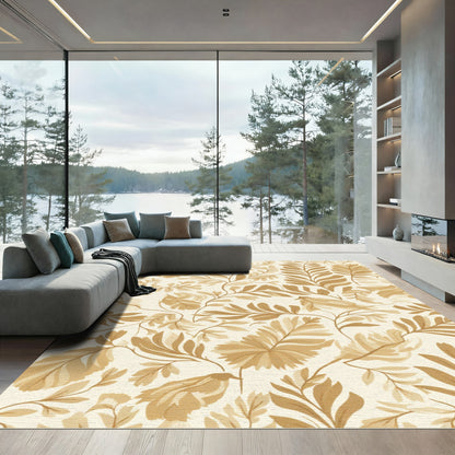 Gold Leaf Branch Botanical Rug