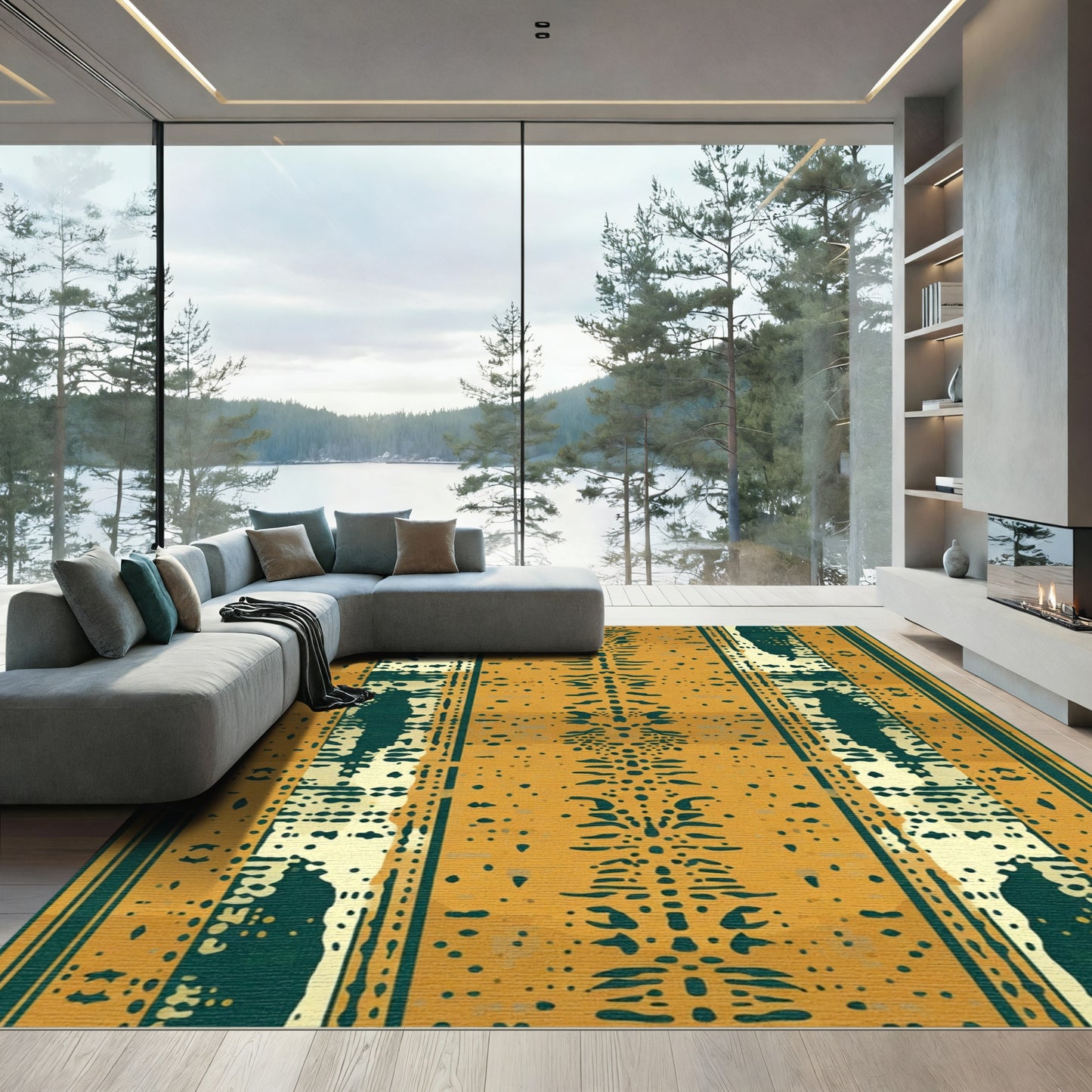 Amber Forest Vertical Tribal Stripe Rug