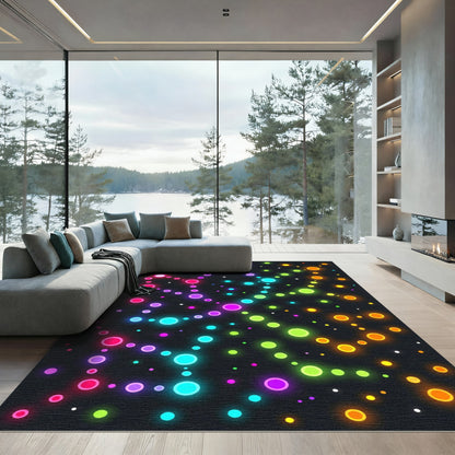 Neon Galaxy Constellation Iridescent Circle Art Rug
