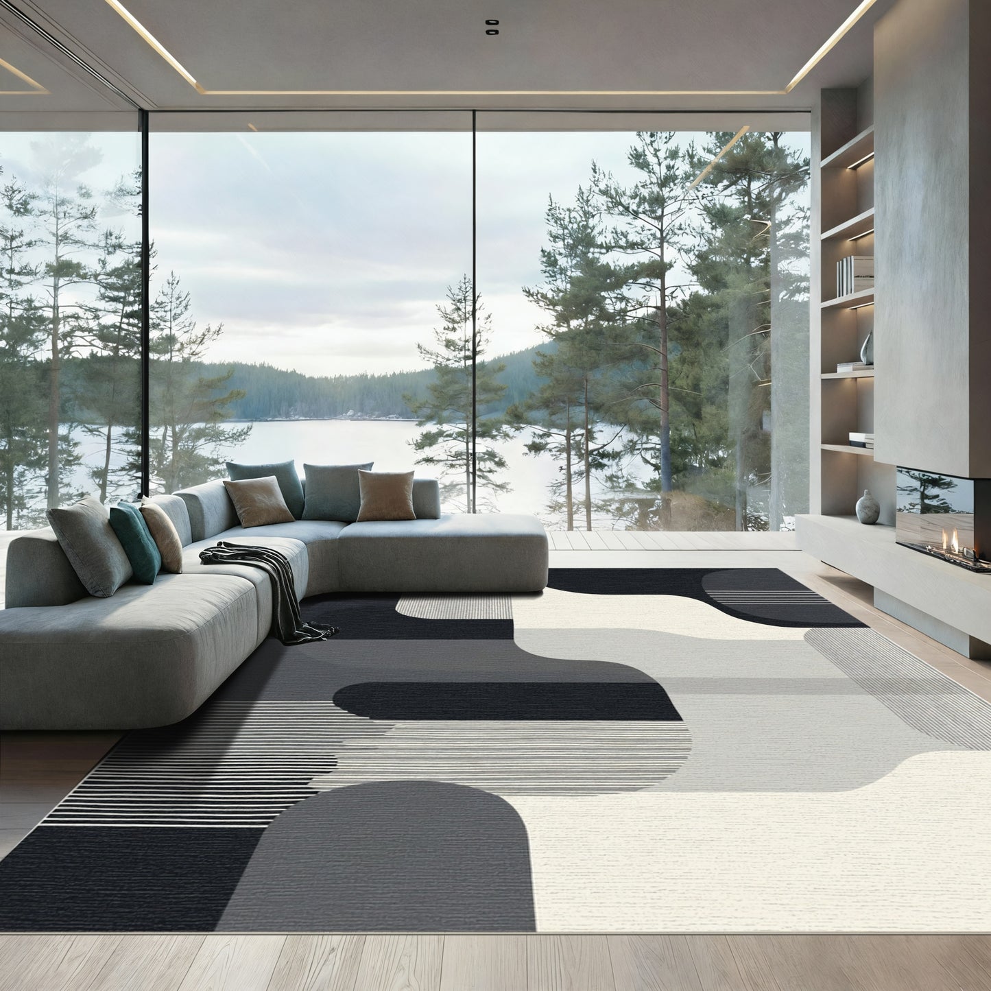 Monochromatic Abstract Geometric Wave Rug