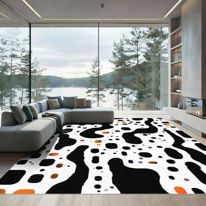 Black Amoeba Dots Gradation Rug