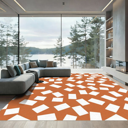 Terracotta White Scatter Rectangle Rug