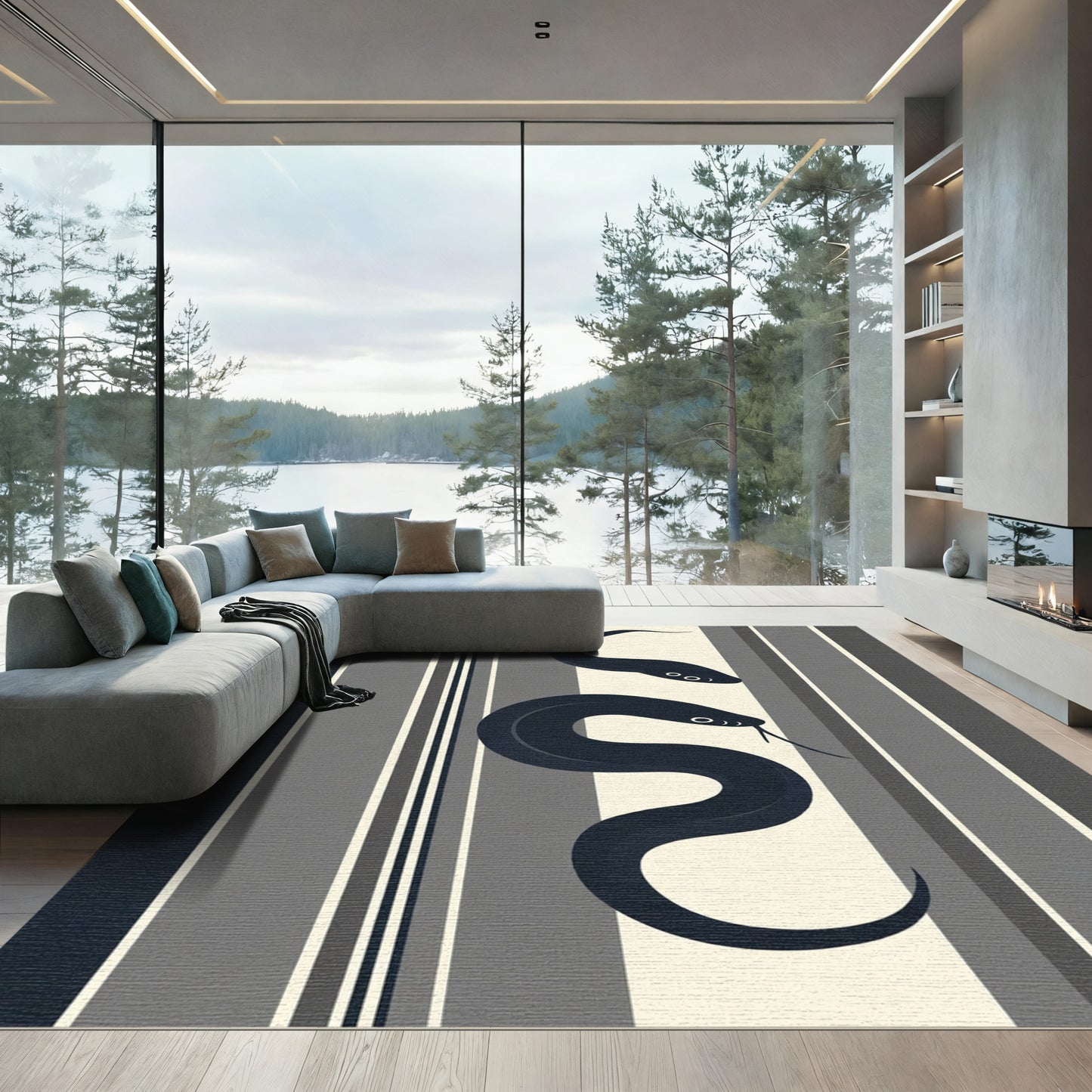 Dark Eels Abstract Striped Rug