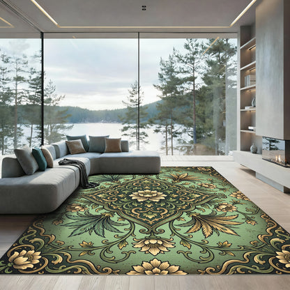 Verdant Floral Medallion Arrangement Rug