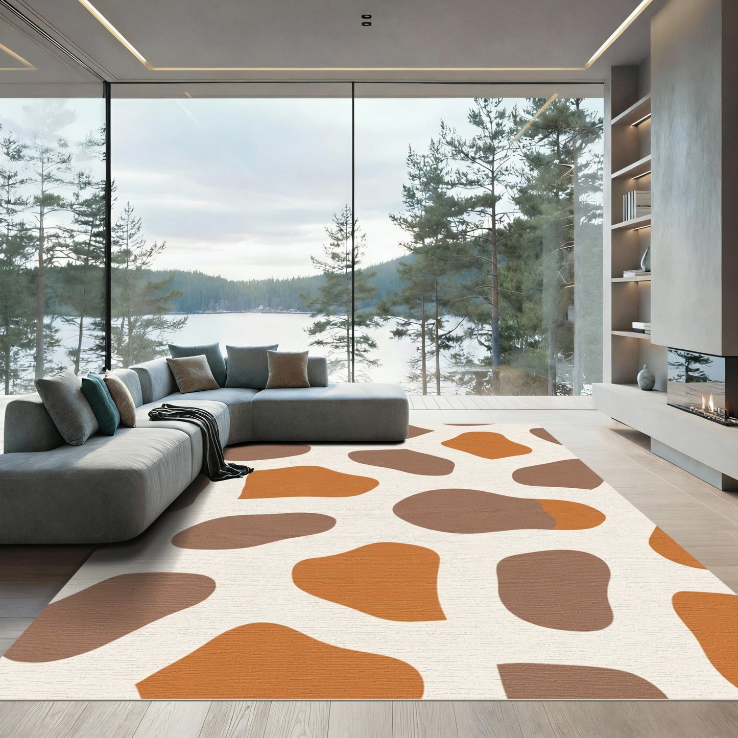 Terracotta Brown Organic Blob Rug