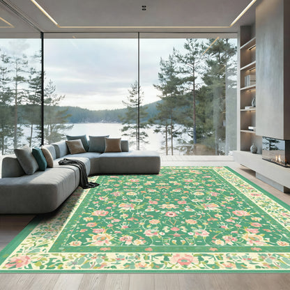 Emerald Meadow Blossom Tapestry Rug
