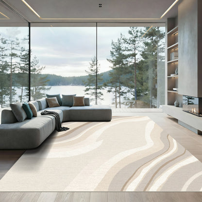 Neutral Beige Marble Flow Rug