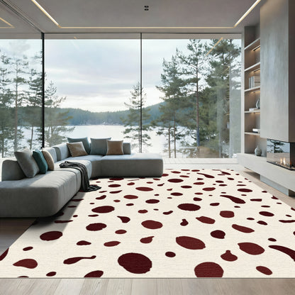 Chic Cream Brown Dalmatian Spots Rug