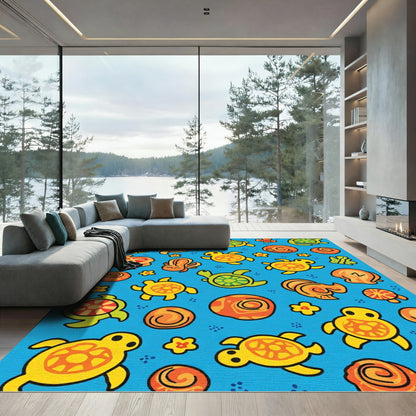 Whimsical Turtle Ocean Friends Rug
