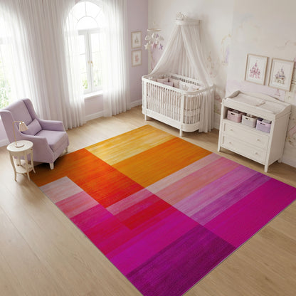 Vibrant Striped Color Block Modern Rug