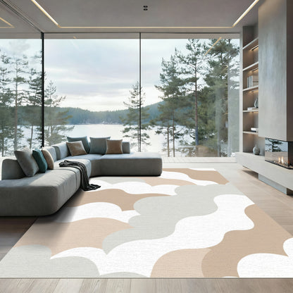 Neutral Wavy Organic Cloudscape Rug