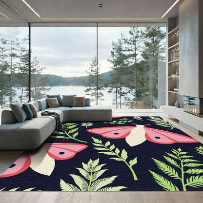 Pink Moth Foliage Garden Rug