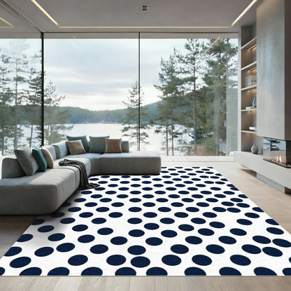 Classic Navy Blue Polka Dot Rug