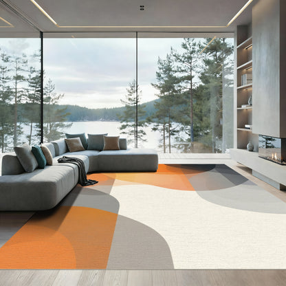 Orange Cream Abstract Gradation Shapes Rug