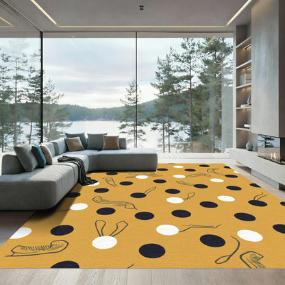 Ochre Polka Dot Botanical Sketch Rug