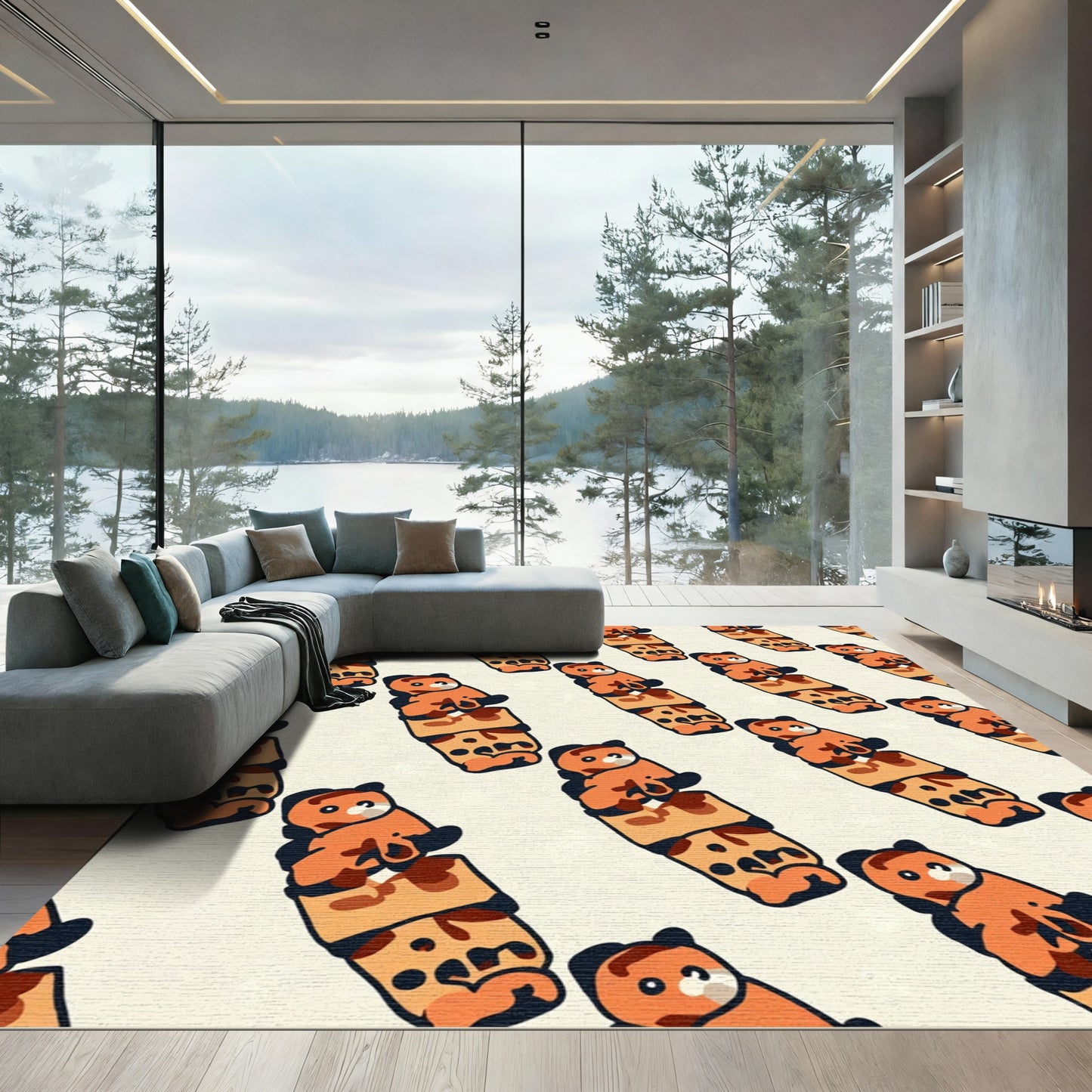 Adorable Orange Bear Gummy Friends Rug