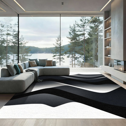 Monochromatic Abstract Folded Waves Rug
