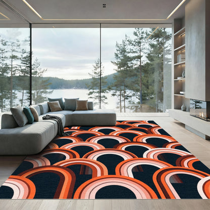 Retro Orange Arch Rainbow Array Rug