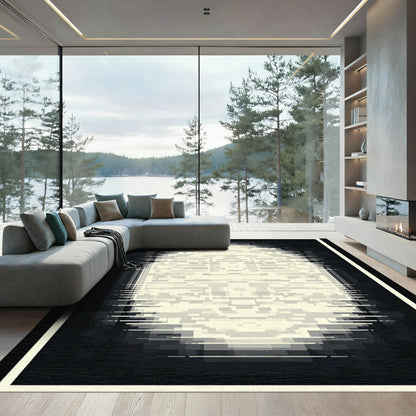 Monochromatic pixelated abstract oval Rug