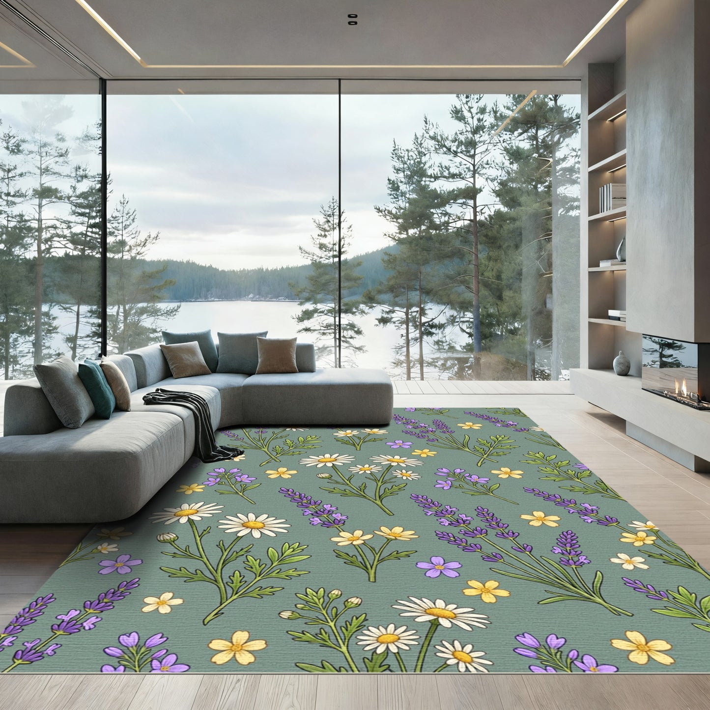 Lavender Daisy Meadow Floral Rapport Rug