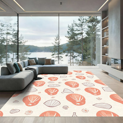 Coral Shells Scattered Beach Pattern Rug