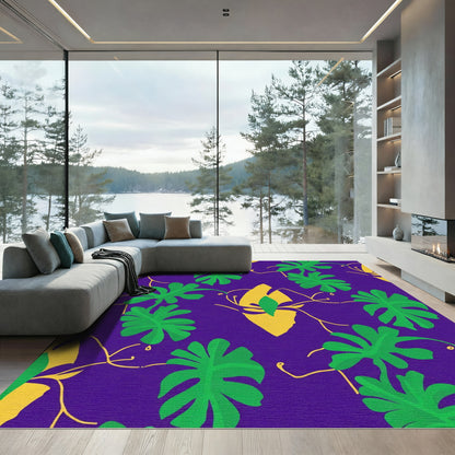 Vibrant Green Tropical Leaf Vine Rug