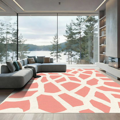 Coral Giraffe Spots Contemporary Rug