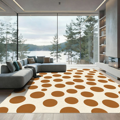Retro Brown Polka Dot Scatter Rug