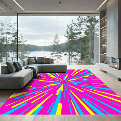 Vibrant Pink Burst Lines Rug