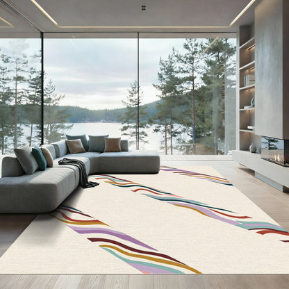 Abstract Wavy Stripe Ribbon Composition Rug