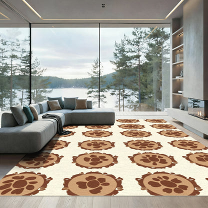 Chocolate Brown Floral Round Medallions Rug