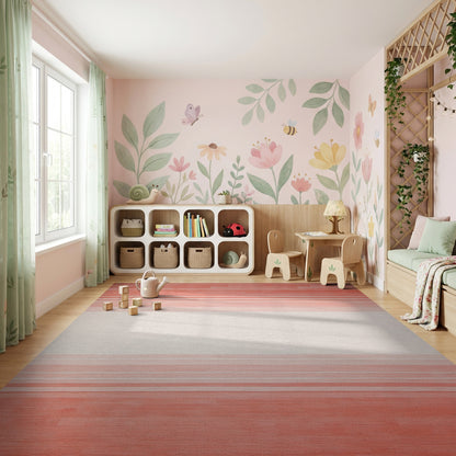 Modern Coral Gradient Stripes Rug