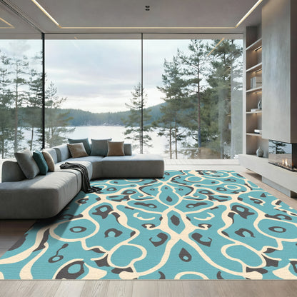 Aqua Cream Organic Abstract Rug