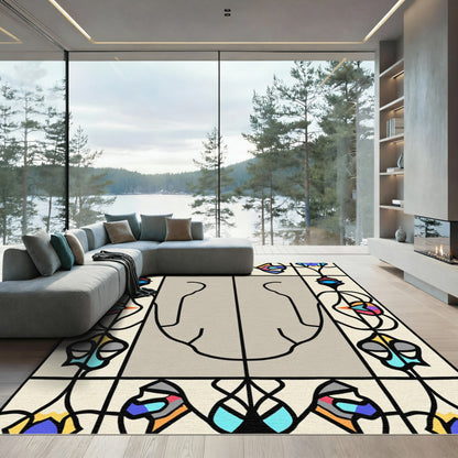 Art Nouveau Colorful Abstract Swirl Rug