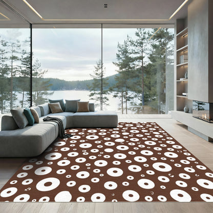 Brown White Scattered Circle Art Rug