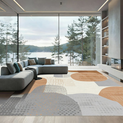 Terra Cotta Gray Abstract Shapes Rug