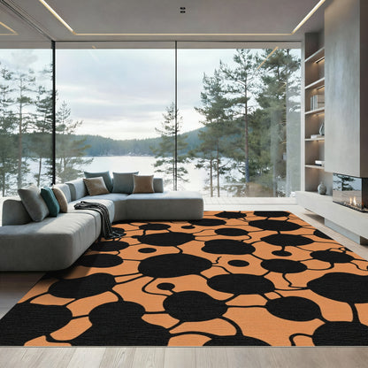 Bold Organic Black Orange Circles Rug