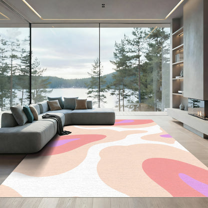 Mellow Peach Abstract Organic Forms Rug