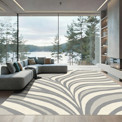 Pale Gray Zebra Stripe Waves Rug